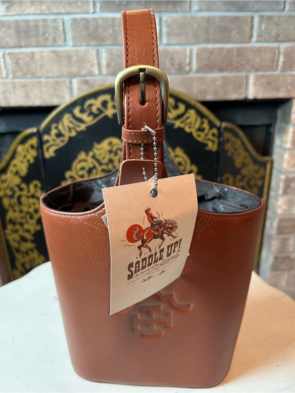 Bellino Western Brown Leather Hand Bag Purse  Tote Alamo Stampede Saddle Up NWT